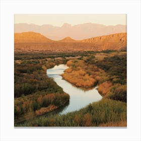 Texas River Sunset Square Canvas Print