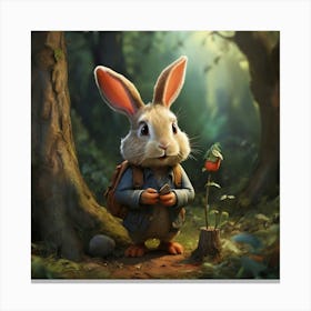 Leonardo Diffusion Xl The Rabbit Found A Lost Little Bird Cart 1 Canvas Print