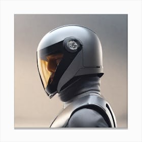 Create A Cinematic Apple Commercial Showcasing The Futuristic And Technologically Advanced World Of The Man In The Hightech Helmet, Highlighting The Cuttingedge Innovations And Sleek Design Of The Helmet And (4) Canvas Print