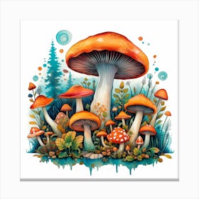 Mushrooms In The Forest 67 Canvas Print