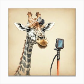 Giraffe With A Camera Canvas Print