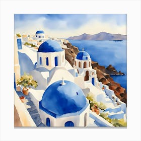 Santorini Greece Watercolor 9 Canvas Print