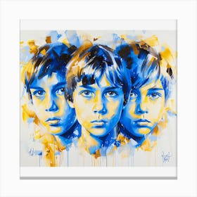 Three Boys In Blue Canvas Print