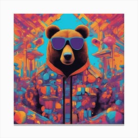 Bear, New Poster For Ray Ban Speed, In The Style Of Psychedelic Figuration, Eiko Ojala, Ian Davenpor (3) Canvas Print