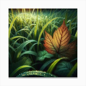 A Leaf on the Grass Canvas Print