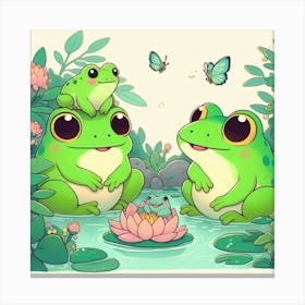 Three Cute Frogs Canvas Print