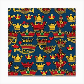 Crowns On A Blue Background Canvas Print