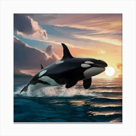 Sunset Orca Canvas Print