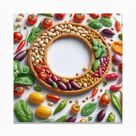 Frame Created From Legumes On Edges And Nothing In Middle Ultra Hd Realistic Vivid Colors Highly (4) Canvas Print