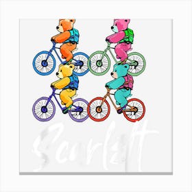 Scarlett Cute Teddy Bears And Bikes Bicycle Design Canvas Print