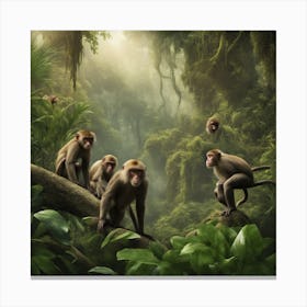 Monkeys In The Jungle 2 Canvas Print