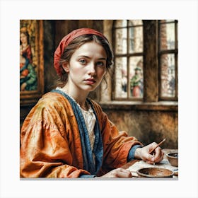 Renaissance Girl Painting Canvas Print