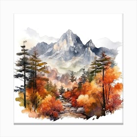 Watercolor Mountain Landscape 9 Canvas Print