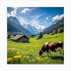 Cow In The Alps Canvas Print