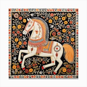 Russian Horse Madhubani Painting Indian Traditional Style Canvas Print