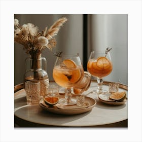 Default Drinks In Different Tableware And Accessories Aestheti 2 Canvas Print