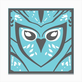 Chic Owl Blue Grey And Blue Canvas Print