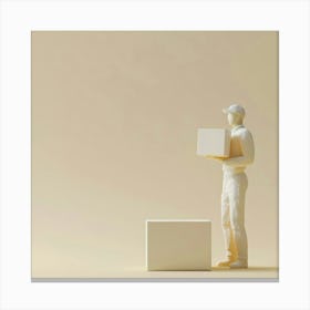 Delivery Man Holding Box Canvas Print