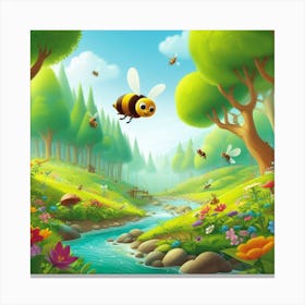 Bees In The Forest 3 Canvas Print