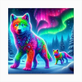 Psychedelic Wolf Family 4 Canvas Print