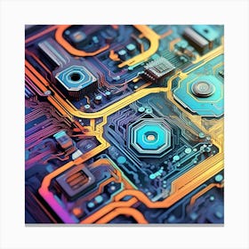 Close Up Of Electronic Circuit Board Canvas Print