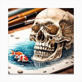 Skull Fish Painting (23) Canvas Print