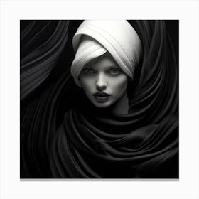 Black And White Portrait Of A Woman 1 Canvas Print