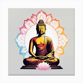 Colorful Floral Buddha Painting (9) Canvas Print