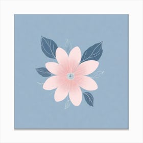 A White And Pink Flower In Minimalist Style Square Composition 636 Canvas Print