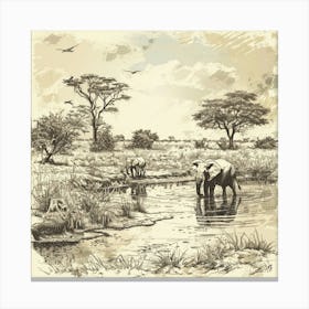 African Elephants Canvas Print