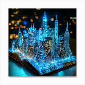 3D New York City in the book 2 Canvas Print