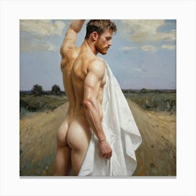 Nude Gay Man, Vincent Van Gogh Style, great butt Canvas Print