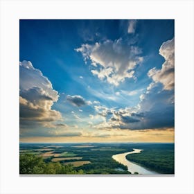 Cumulus Clouds Dominating A Scenic Cloudscape Cascading Into A Deep Azure Sky Edges Of Clouds Dus (3) Canvas Print