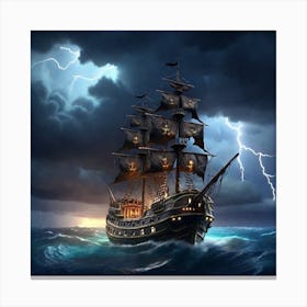Leonardo Diffusion Xl A Pirate Ship Sailing During A Lightning 0 (1) Canvas Print