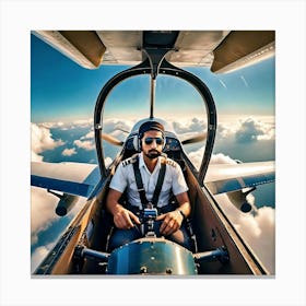 Pilot In Cockpit Canvas Print