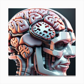 Human Brain With Artificial Intelligence 3 Canvas Print