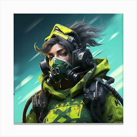 Portrait Of A Girl In A Gas Mask Canvas Print