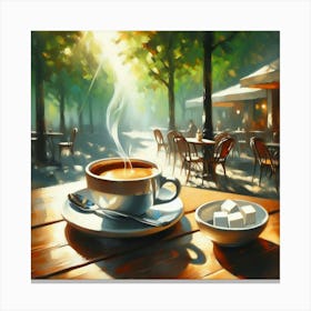 Coffee At Outdoor Cafe Kitchen Restaurant Commercial Canvas Print