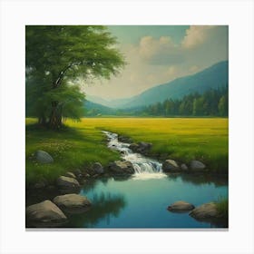 Stream In The Meadow Canvas Print