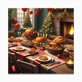 Christmas Dinner Table Canvas Print