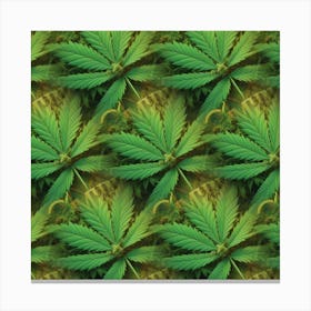 Seamless Pattern With Marijuana Leaves Canvas Print