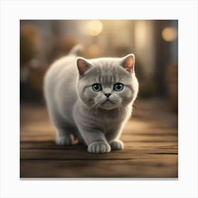 A Cute British Shorthair Kitty, Pixar Style, Watercolor Illustration Style 8k, Png (1) Canvas Print