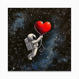 Astronaut In Space With A Heart Balloon Canvas Print