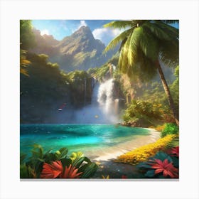 Waterfall In The Jungle 1 Canvas Print