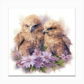 Owls And Flowers Stampe su tela