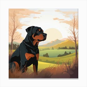 Rottweiler In A Peaceful Rural Setting Canvas Print