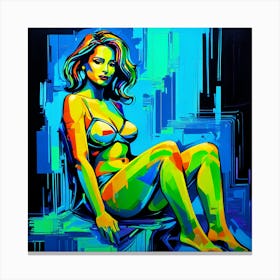 Abstract Bikini Woman Sitting Hot Canvas Print