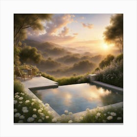 Sunset At The Pool Canvas Print