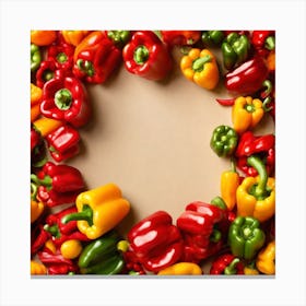 Colorful Peppers In A Circle 5 Canvas Print
