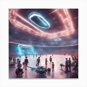Cybernetic Arena Holographic Rivalry In The Futuristic Sportscape Canvas Print